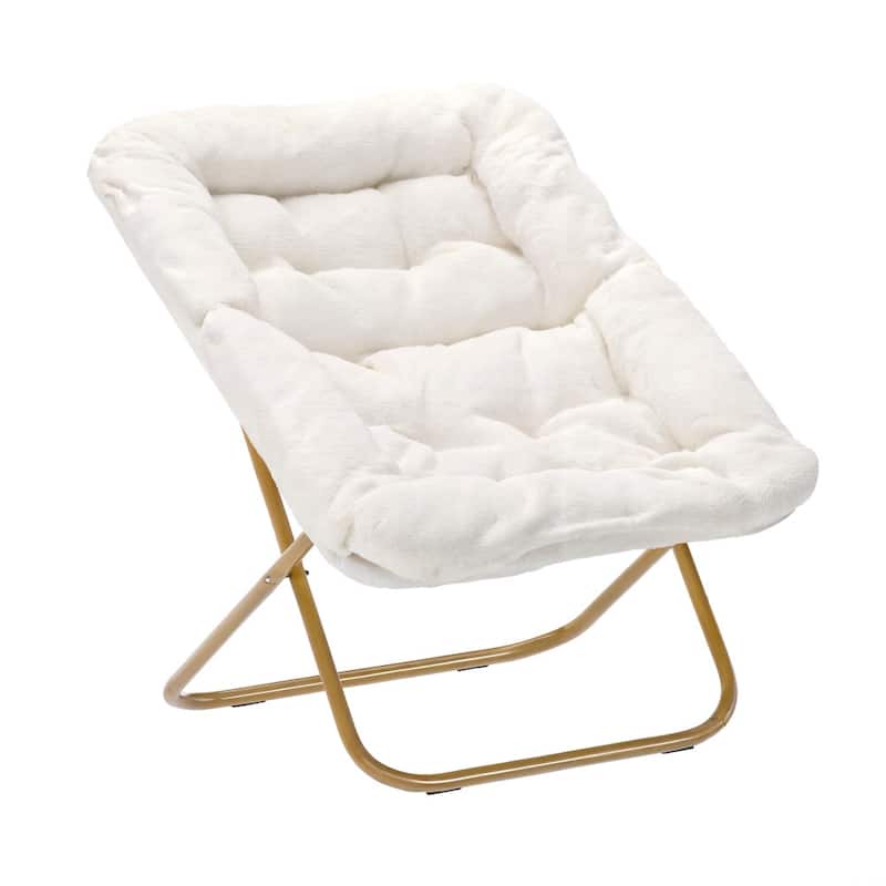 Oversized Folding Upholstered Saucer Chair with Ottoman