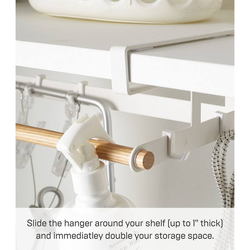 Yamazaki Home Undershelf Hanger, Steel and Wood, Up To 1" Shelf, Holds 6.6 lbs - L 6.5 x W 16.54 x H 3.94 inches