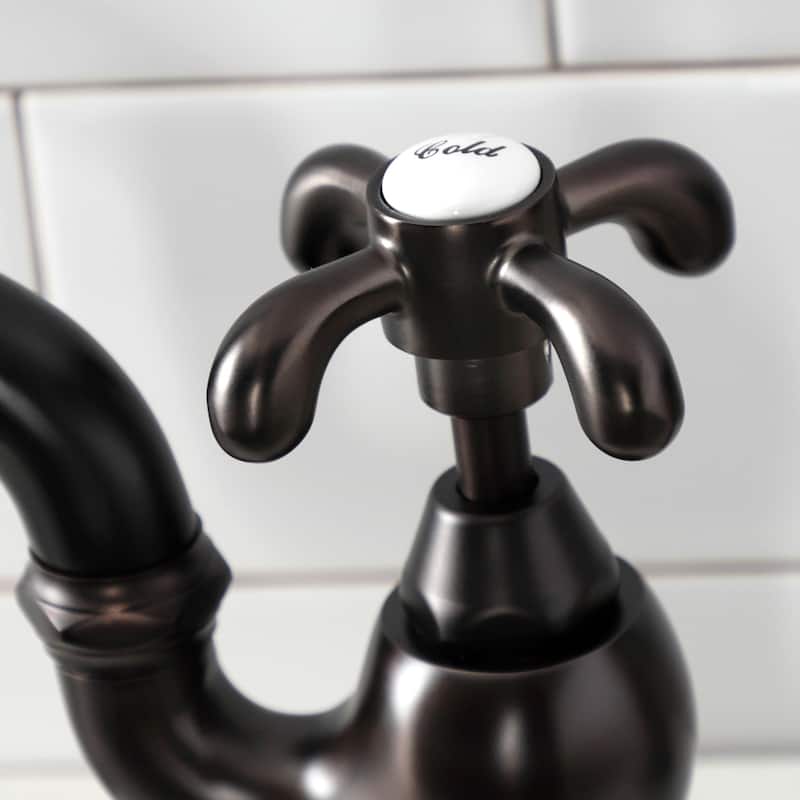 Kingston Brass French Country Bridge Kitchen Faucet with Brass Sprayer