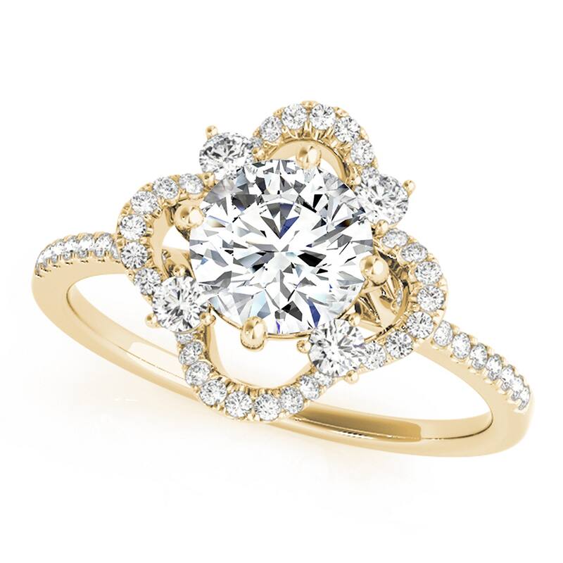 Auriya 14k Yellow Gold Lab Grown Round Diamond Halo Engagement Ring 0.50 to 5.00 ct. tw. (F-G VS) - 0.75 ct. center - 5