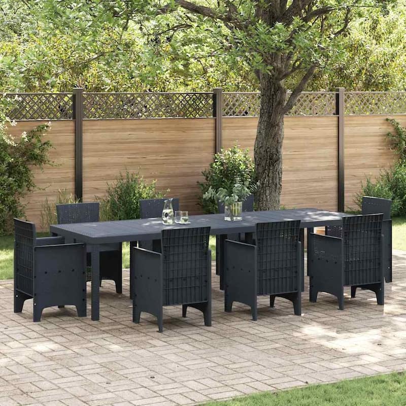 vidaXL Garden Table Anthracite/Brown poly rattan - Anthracite 118.1"