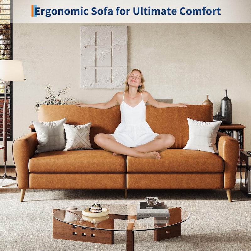 84 inch Sofa Couch, Comfy Loveseat Sofa for Small Spaces, 3 Seater Couch with Deep Seats, Wide Armrests