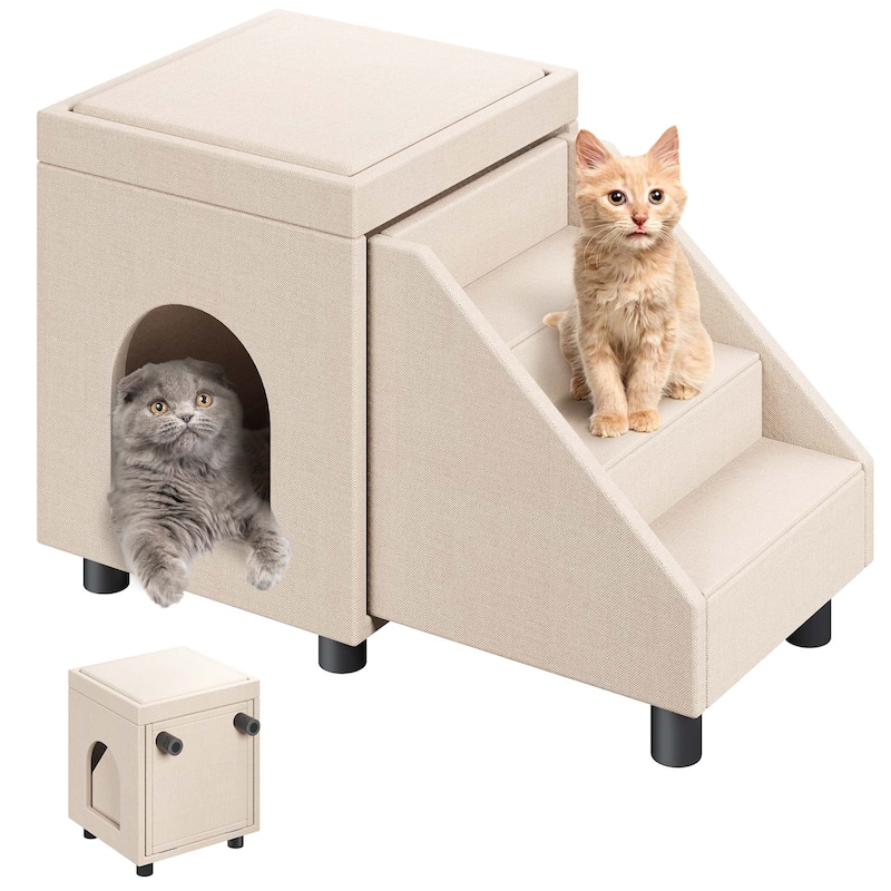 4 Stairs Foldable Pet Stair Pet Steps with Mats