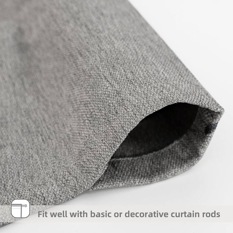 DriftAway Faux Linen Textured Solid Color Blackout Tie Up Curtain for Kitchen Adjustable Balloon Rod Pocket Window Curtains