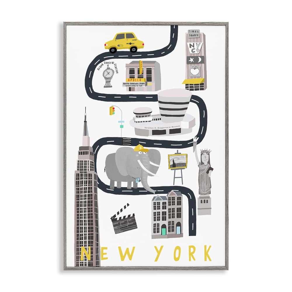 Stupell New York Whimsical Travel City Framed Giclee Art Design By Carla Daly