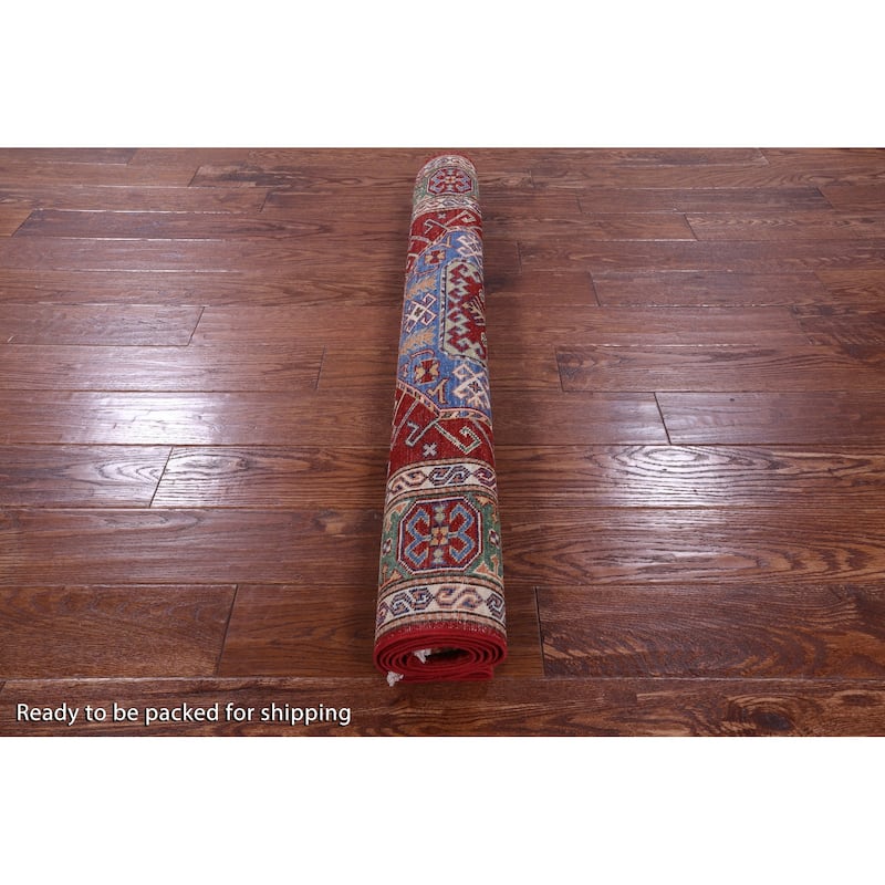 Golden Nile Red Super Kazak Handmade Wool Rug - 3' 11" X 6' 2"