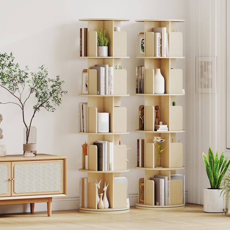 Costway 1/2 PCS 5-Tier Rotating Bookshelf 360° Display Rack with - See Details