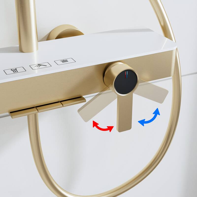 Modland Wall Mount 3-Function Shower System with Waterfall Tub Spout Adjustable Slide Bar,Handheld Shower