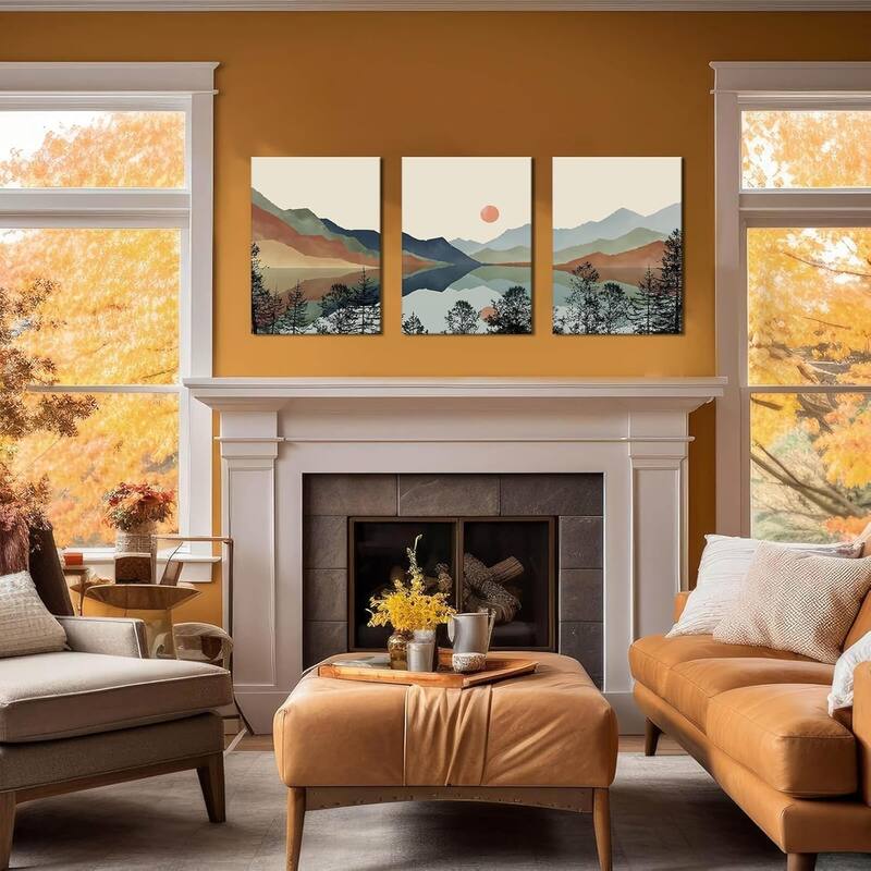 Sun Forest Abstract Nature Landscape Artwork Wall Decor