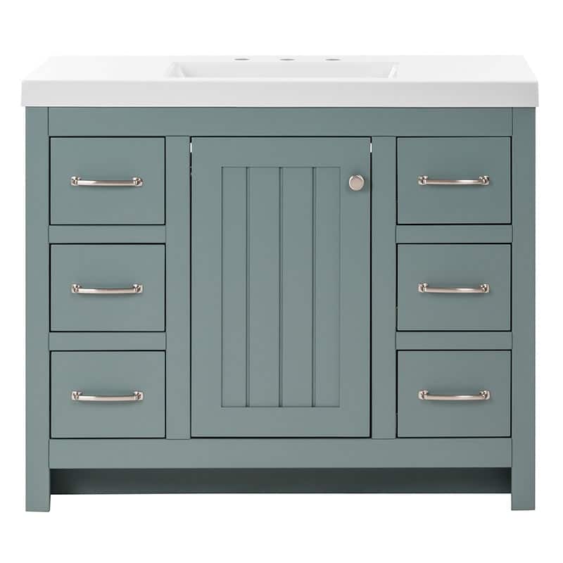 Chamiree 42.5" Bathroom Vanity With Cabinet, 6 Drawers, and White Sink Top