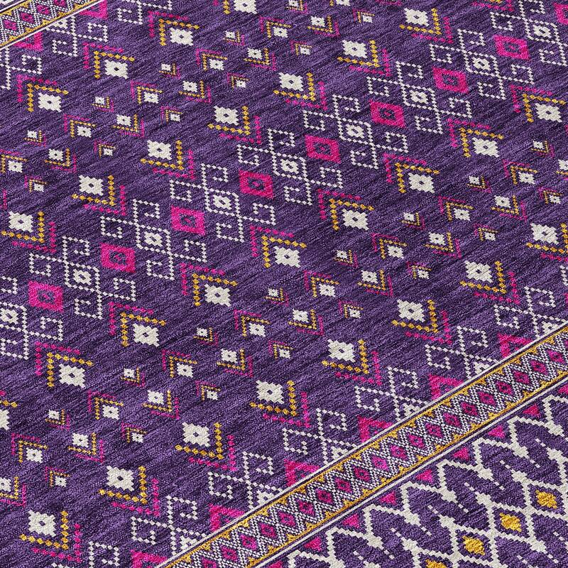 Machine Washable Indoor/ Outdoor Chantille Boho Morrocan Rug