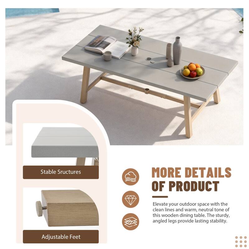 Aluminum Outdoor Dining Table with Umbrella Hole, Weather-Resistant Patio Table for Backyard, Garden, Poolside, and Balcony