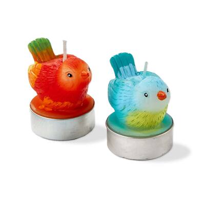 Easter Spring Bright Paraffin Wax Song Birds Shaped Tealight Candle Set of 2 Burn Time 1 hour
