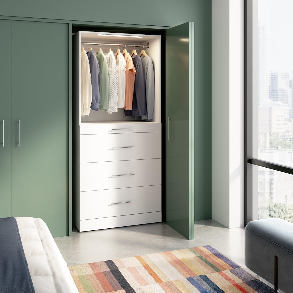Bestar Florence 36W x 25D Closet System with 4 Drawers, Slab