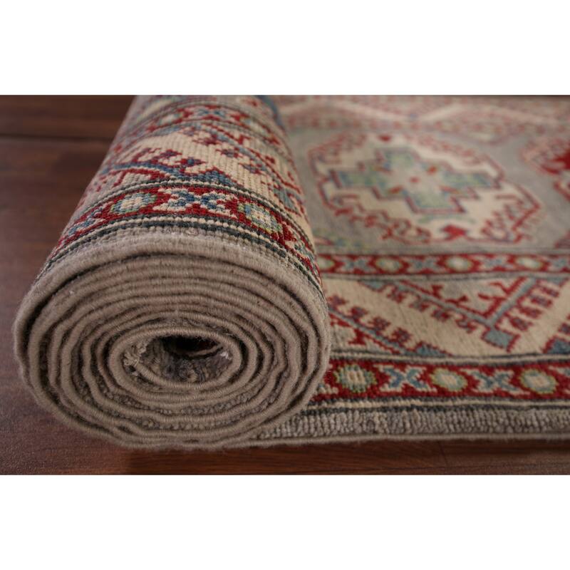 Gray Kazak Runner Rug Handmade Oriental Wool Carpet - 2'8" x 20'0"