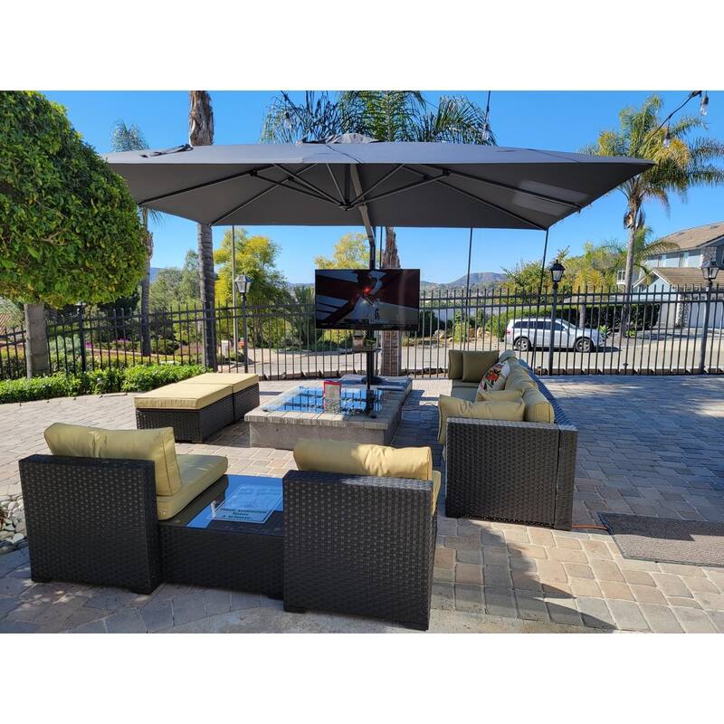 PURPLE LEAF Extra Large Premium Patio Cantilever Umbrella with 360-degree Rotation Big Size