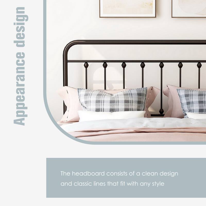 Alazyhome Simple Vintage Metal Platform Bed Frame, Easy-Assembly