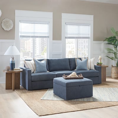 Flex Sofa with Standard Arms & Storage Ottoman by Flexsteel - 104" x 35" x 37"