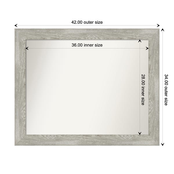 dimension image slide 27 of 113, Dove Greywash Framed Non-Beveled Custom Wall Mirror, Bathroom Vanity Mirror