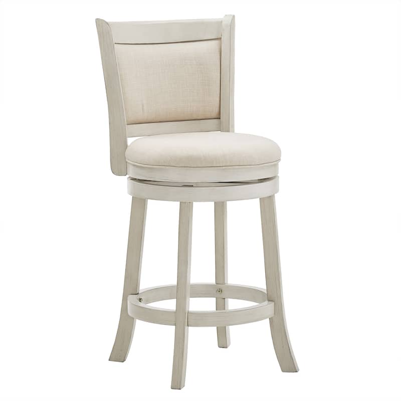 Verona Panel Back Swivel Counter Height Stool by iNSPIRE Q Classic - Antique White-Beige Linen