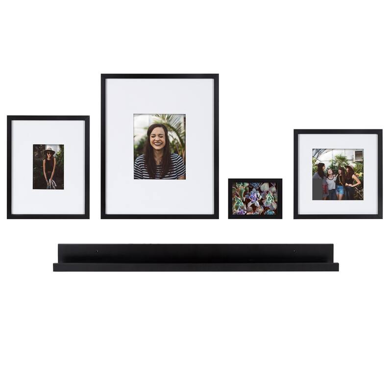 Kate and Laurel Gallery Wall Shelf with Frames Set