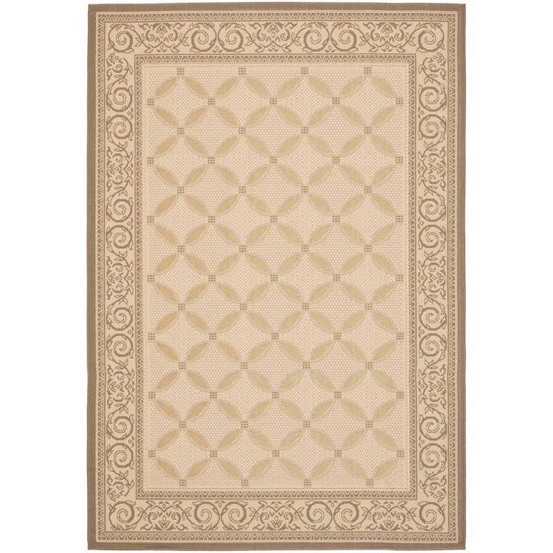 SAFAVIEH Courtyard Zennur Indoor/ Outdoor Waterproof Patio Backyard Rug - Beige/Dark Beige - 5'3" x 7'7"
