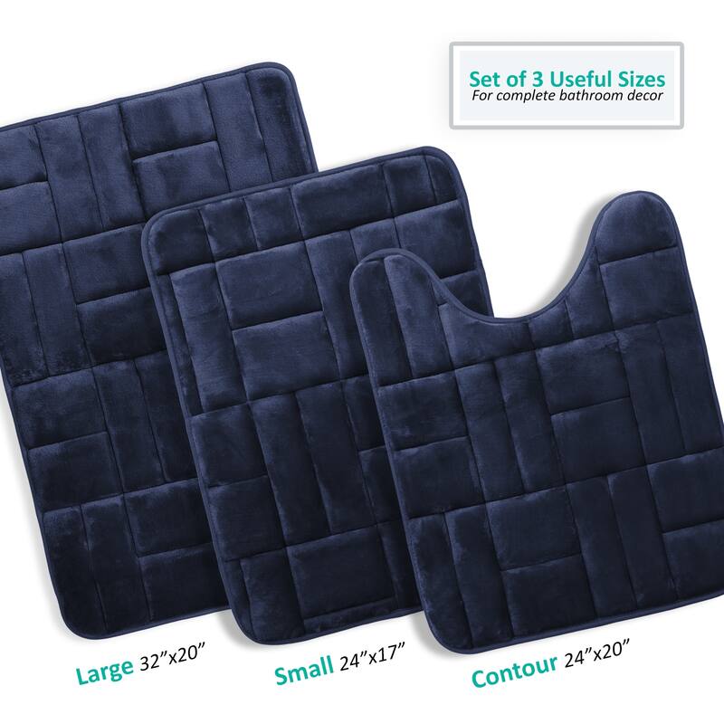 Clara Clark Ultra Soft Non Slip and Absorbent Bath Rug - Tiled Velvet Memory Foam Bath Mat