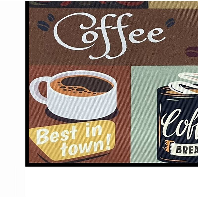 28" x 17" - Multicolor Coffee Modern Non-Slip Washable Low Pile Kitchen Mat - 28" x 17"