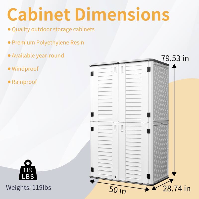 4.16 ft. W x 2.4 ft. D White Resin HDPE Outdoor Storage Shed with Lockable Door