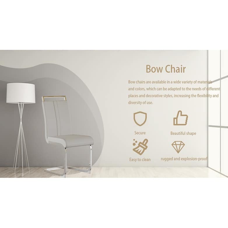 Modern Style Faux Leather High Back Dining Chairs Set of 4 with Metal Legs for Dining Room