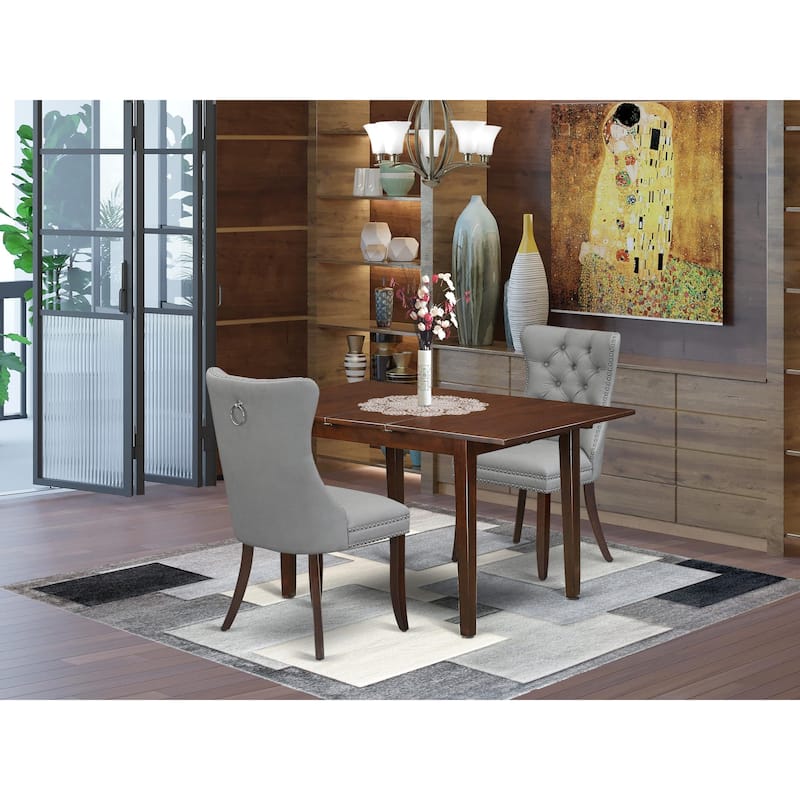 East West Furniture Dining Set Includes a Rectangle Kitchen Table and Upholstered Chairs, Mahogany (Pieces Options) - PSDA3-MAH-27