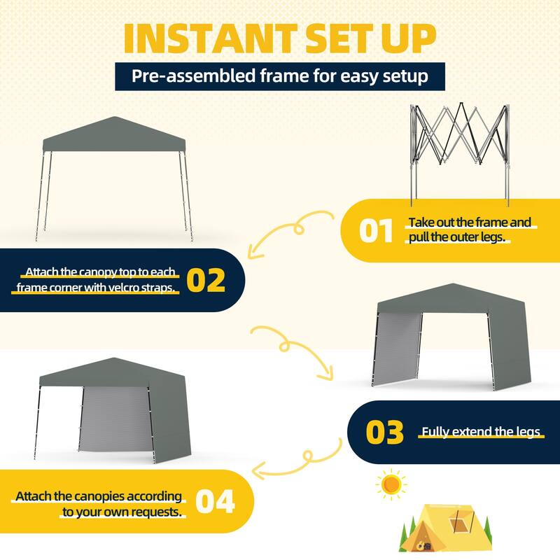 10x10 FT Pop-Up Canopy with 2 Sidewalls - Heavy-Duty Waterproof, UV-Resistant Tent for Outdoor Events, Markets & Gatherings