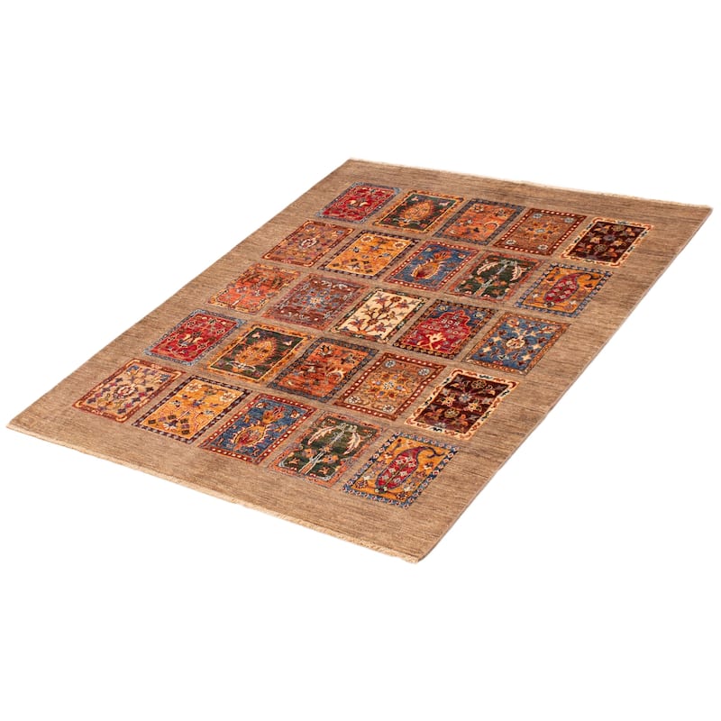 ECARPETGALLERY Hand-knotted Modern Ersari Taupe Wool Rug - 4'10 x 6'2