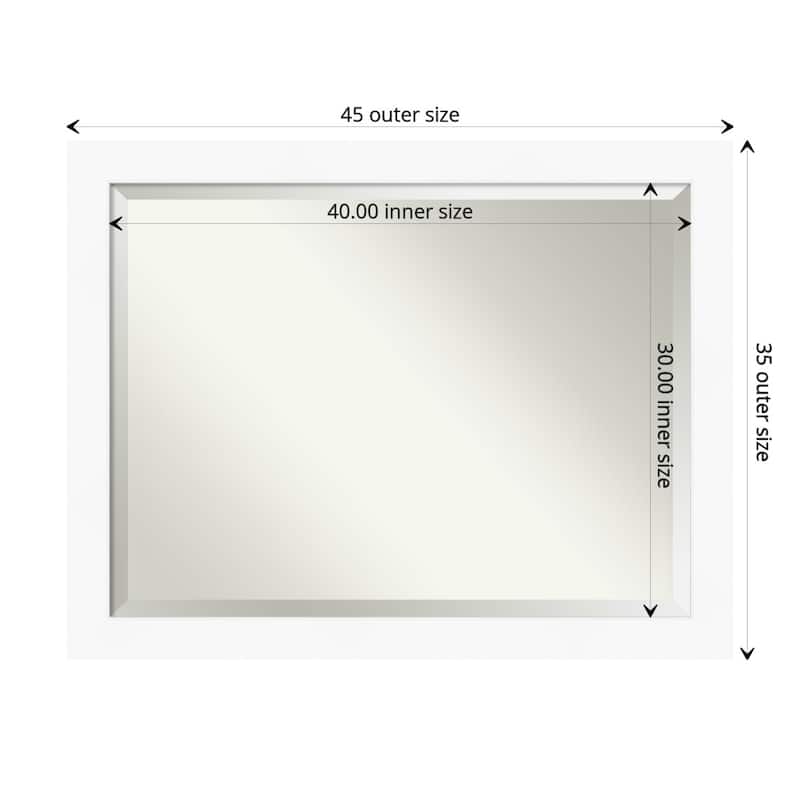 Beveled Bathroom Wall Mirror - Cabinet White Frame - Outer Size: 45 x 35 in