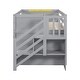 preview thumbnail 10 of 9, Gray Twin Size Solid Wood Low Loft Bed with Stair, Drawer, and Shelf for Bedroom