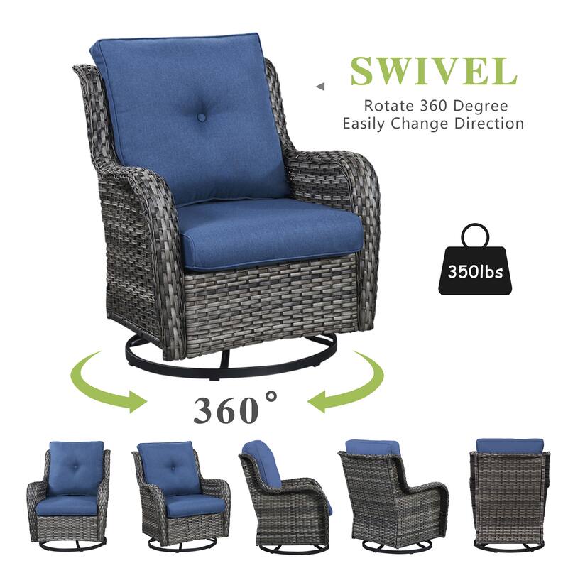 Pocassy Outdoor Wicker Glider Swivel Club Chairs (Set of 2)
