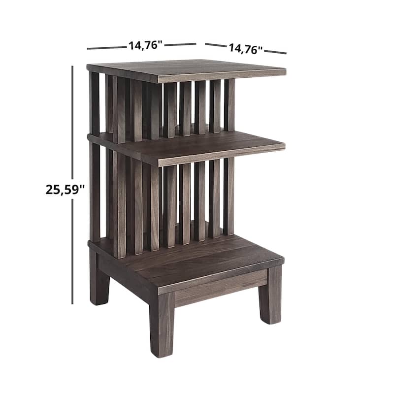 Dark Walnut Hardwood Nightstand Side Table End Table - Unique Scandinavian Design