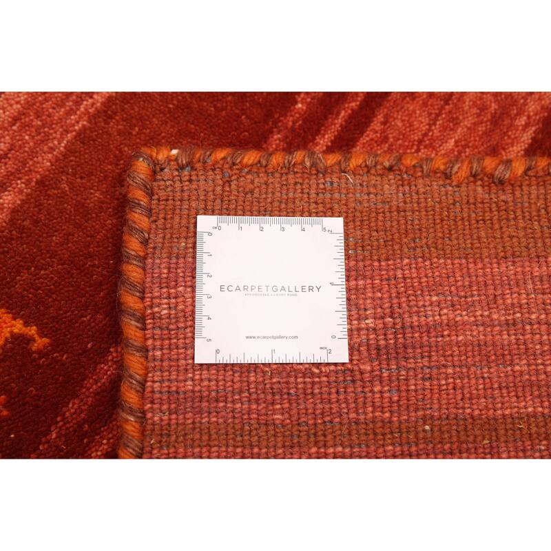 ECARPETGALLERY Hand Loomed Kashkuli Gabbeh Dark Copper Wool Rug - 6'6 x 9'9