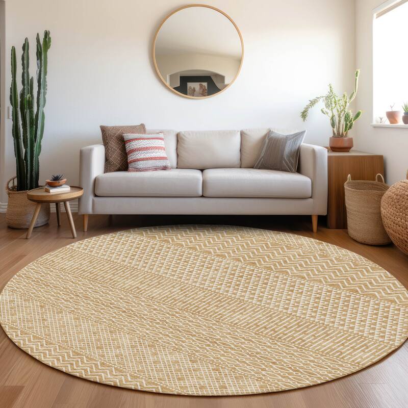 Premium Washable Super Soft Modern Moroccan Mayfield Rug - Gold - 8' x 8'