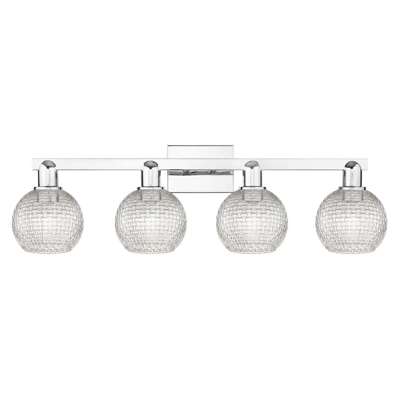Innovations Lighting Endless Possibilities Arcadia - Athens - 4 Light 33" Basketweave Bath Vanity Light - Polished Chrome