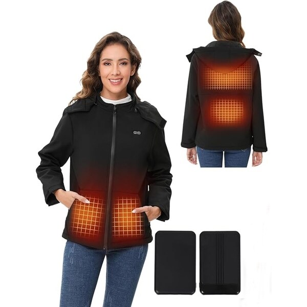 Women s Heated Jacket with 5000mAh Battery Pack Winter Soft Shell Electric Heated Coat Bed Bath Beyond 39501629