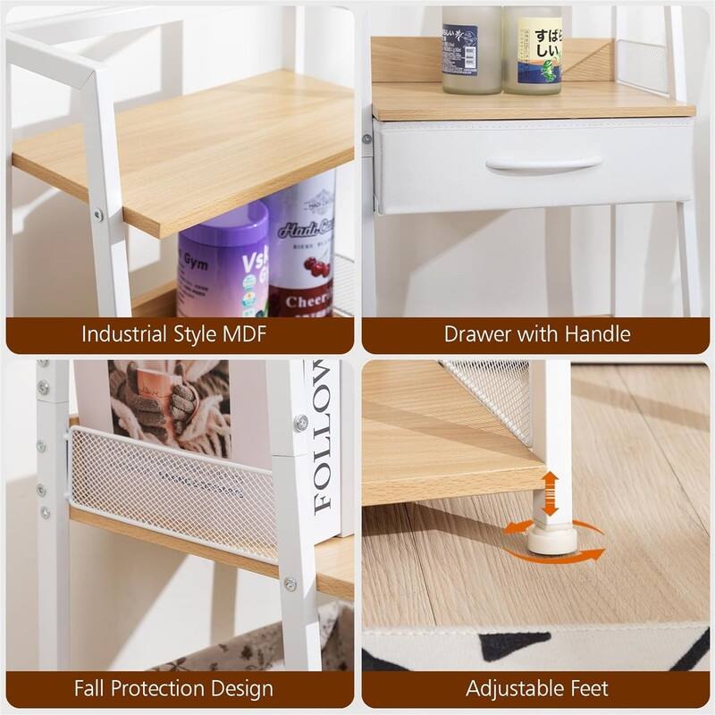 3 Tier Bathroom Ladder Shelf - 11.22"D x 14.88"W x 30.51"H
