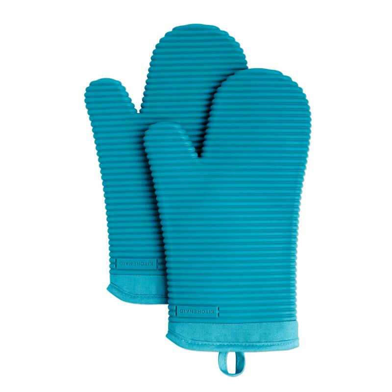 KitchenAid Ribbed Soft Silicone Oven Mitt 2-Pack Set, 7.5"x13"