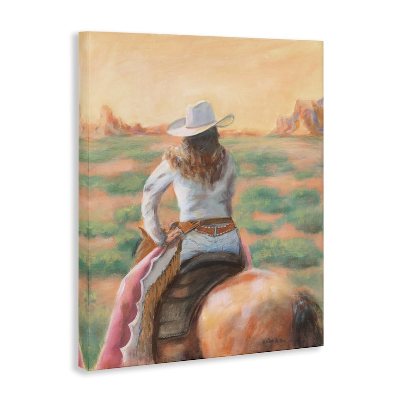 Stupell Cowgirl Atop Country Horse Canvas Wall Art Design By Pam Britton