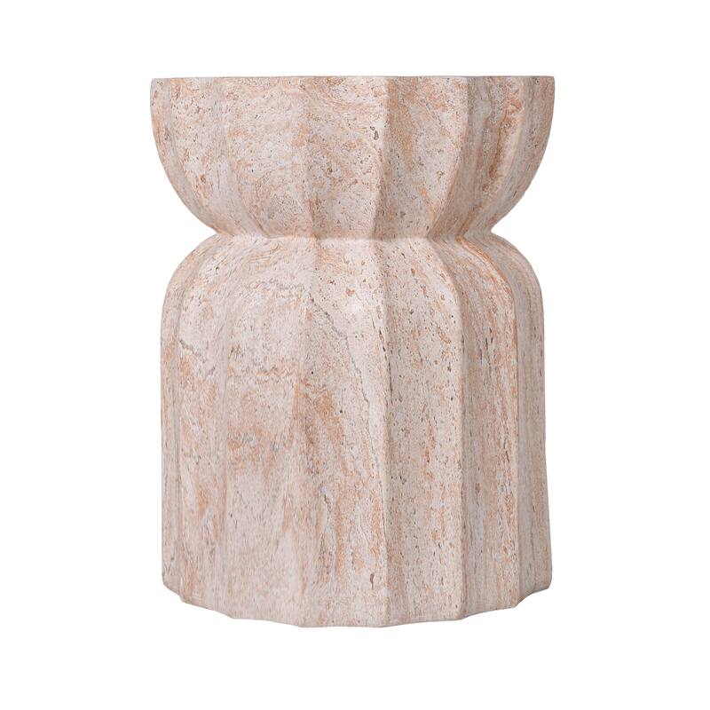 Christopher Knight Home - Modern Outdoor Lightweight Concrete Accent Side Table with Fluted Sculptural Hourglass Design