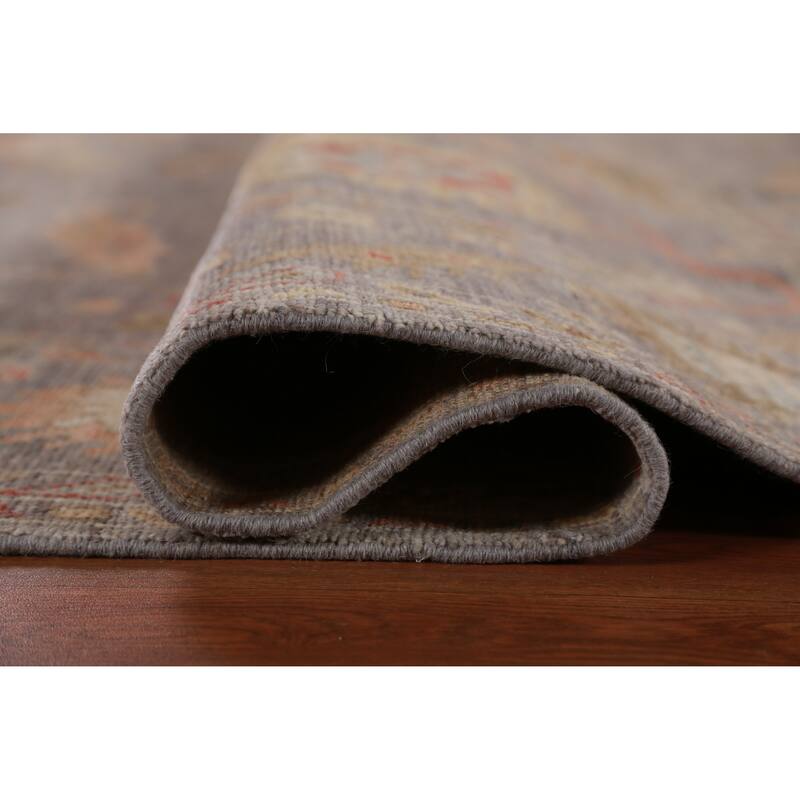 Hand Knotted Oriental 100% Wool Carpet Transitional All-Over Greys & Charcoal Oushak Area Rug - 9' 8'' X 8' 3''