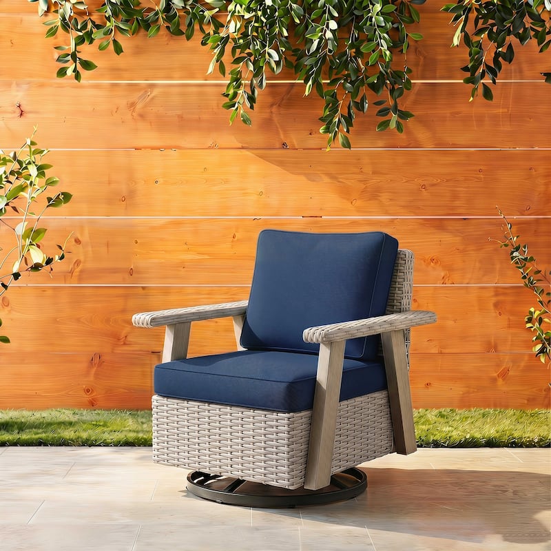 Cozywor Wicker Patio Outdoor Rocking Chair Swivel Lounge Chair