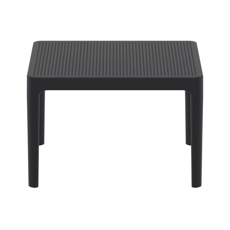 23.5" Black Rectangular Outdoor Patio Side Table