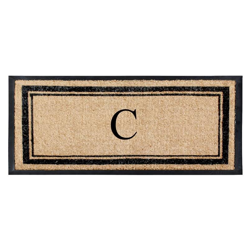A1HC Natural Coir & Rubber Non Slip Thin Profile Front Door Large Monogrammed Door Mats 30x60 Inches - 30"x60" - C