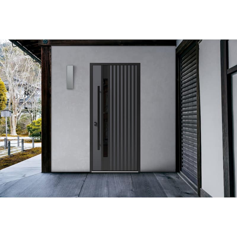 Front Exterior Prehung Steel Door Ronex 0144 Grey Entry Metal Painted W36xH80 Left hand Inswing